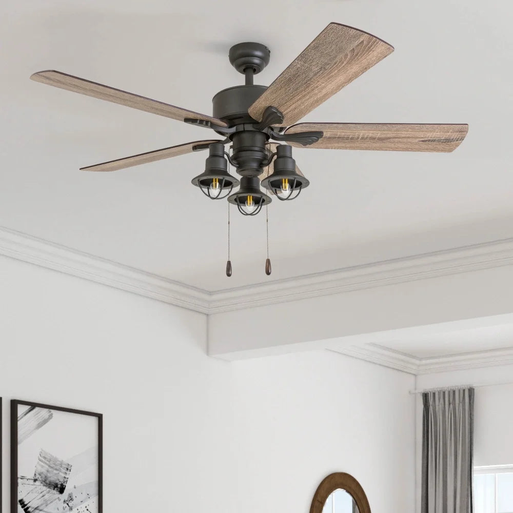 XMSJ Indoor Ceiling Fan with LED Lantern and Remote Control