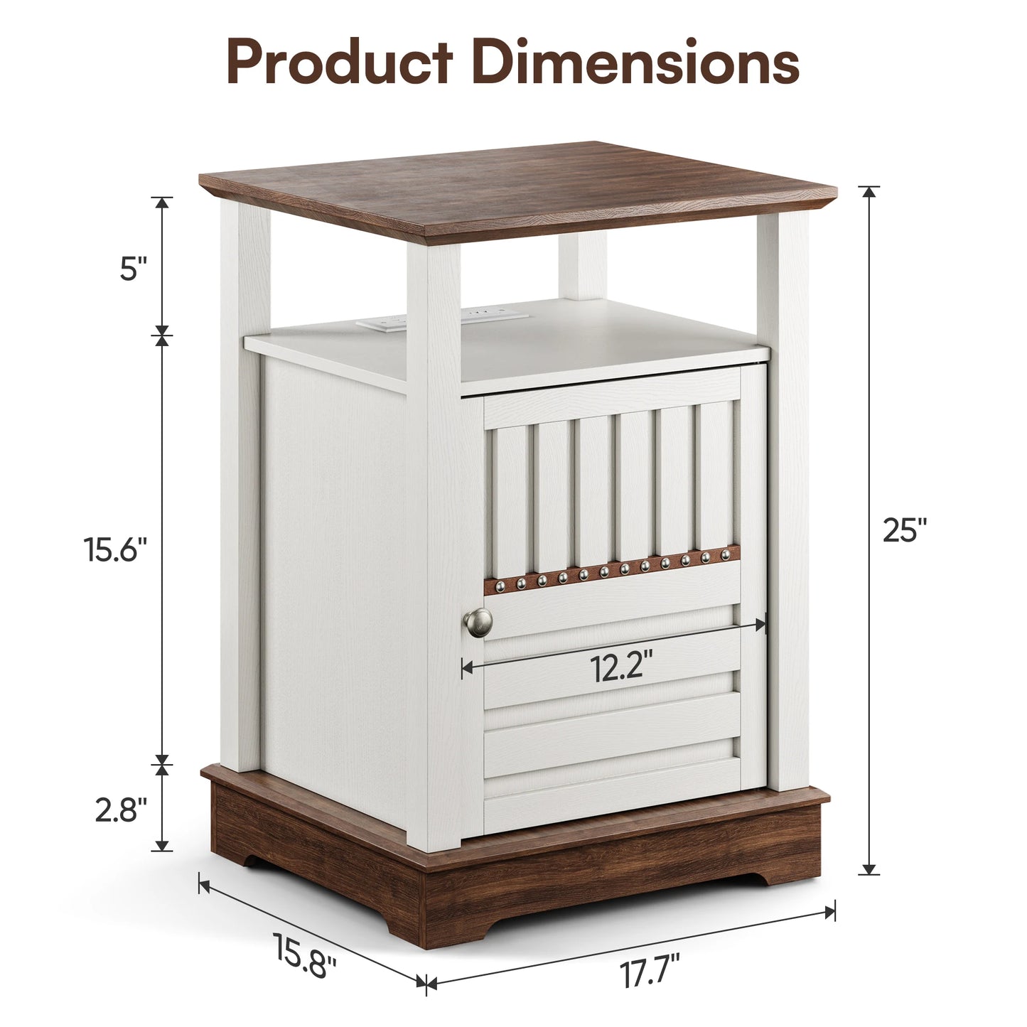 Furgle Rustic Nightstand Farmhouse End Table With Charging