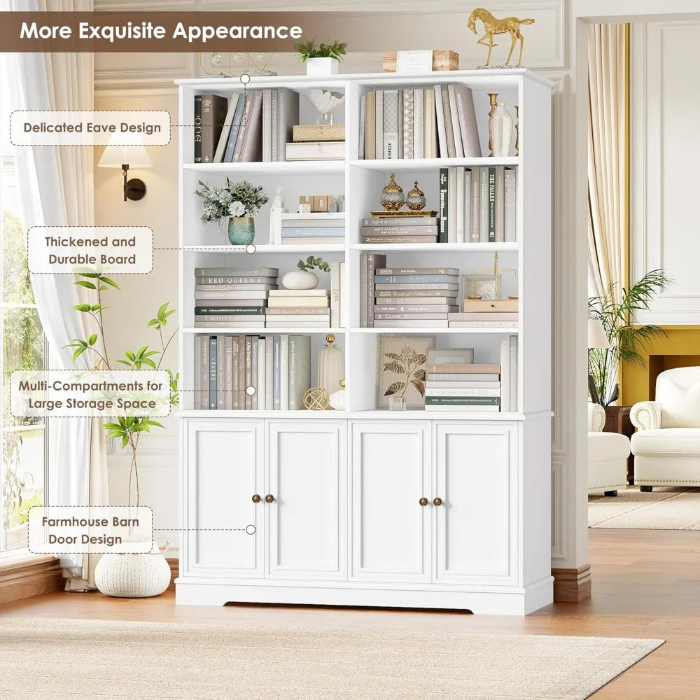 MKDK Tall Six Tier Bookshelf With Doors And Storage