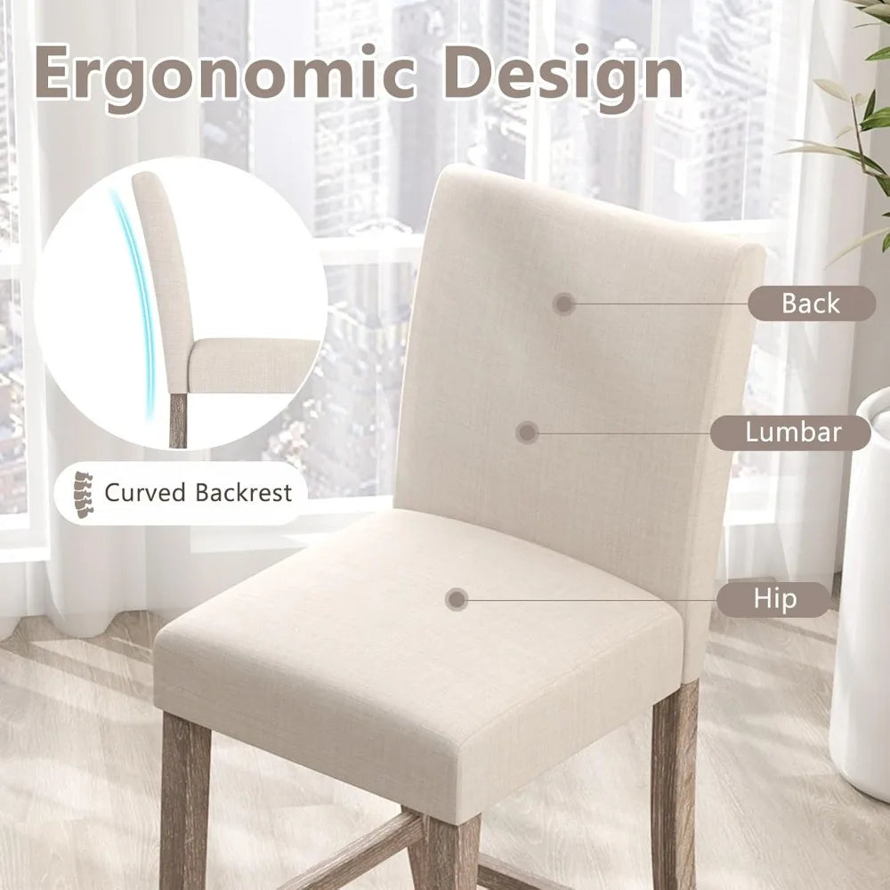 MKDK Bar Stools Counter Height Set Modern Fabric With Back