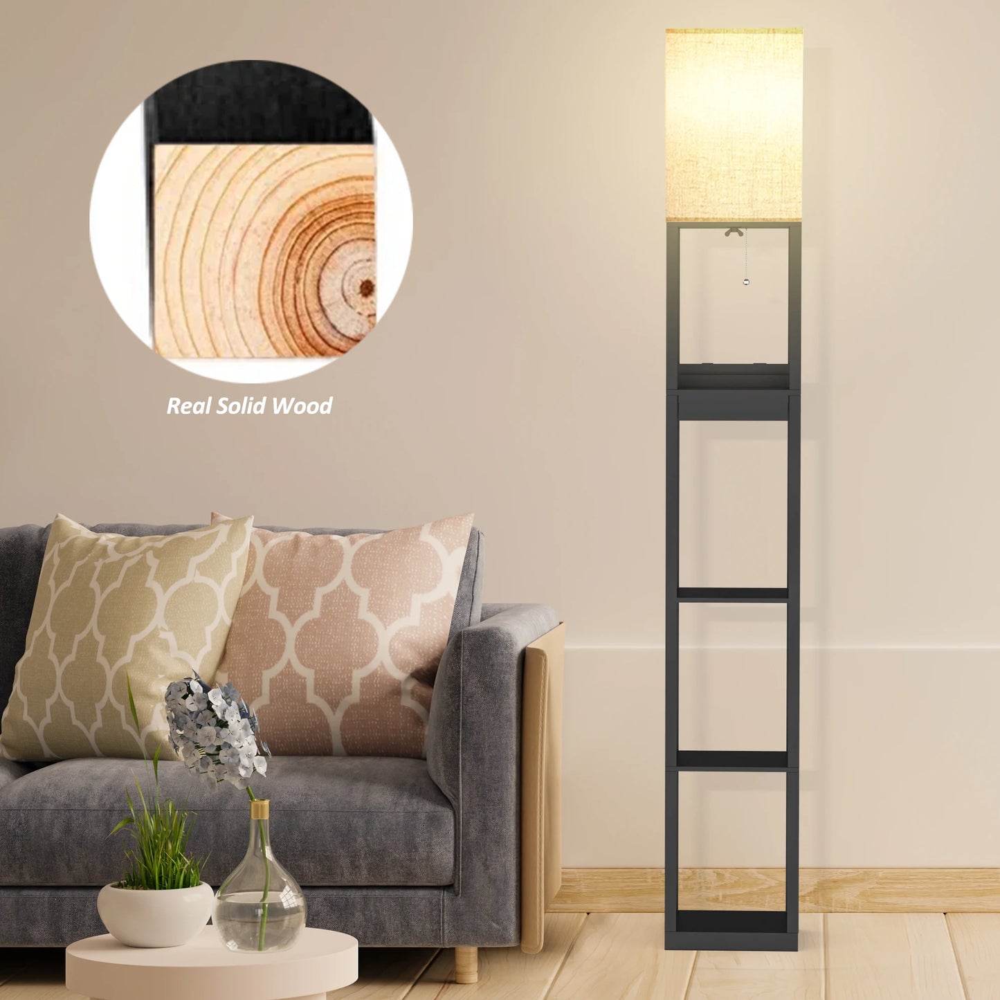 Hign Concerned Floor Lamp With Shelves USB Ports Drawer