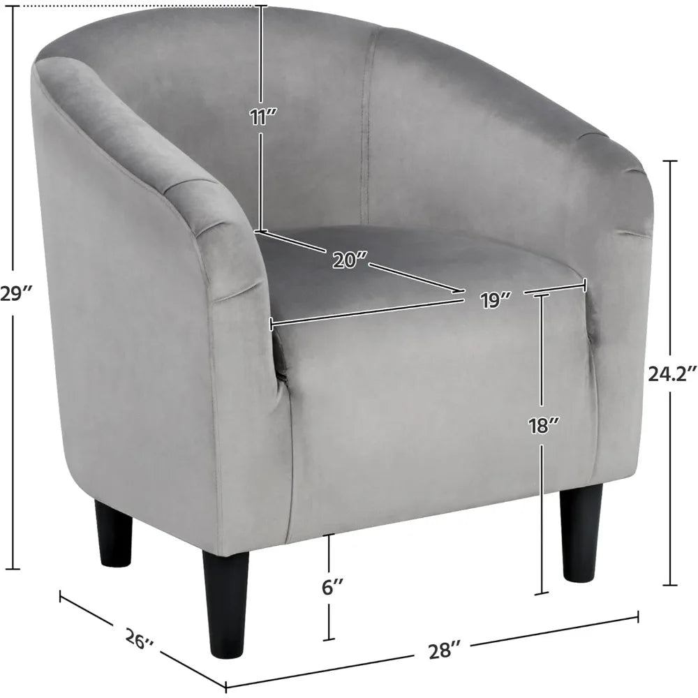 Velvet Barrel Chair With Armrests For Living Room And Bedroom