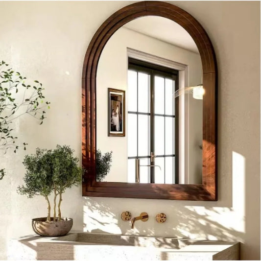 Hign-concerned Arched Mirror With Acacia Wood Frame