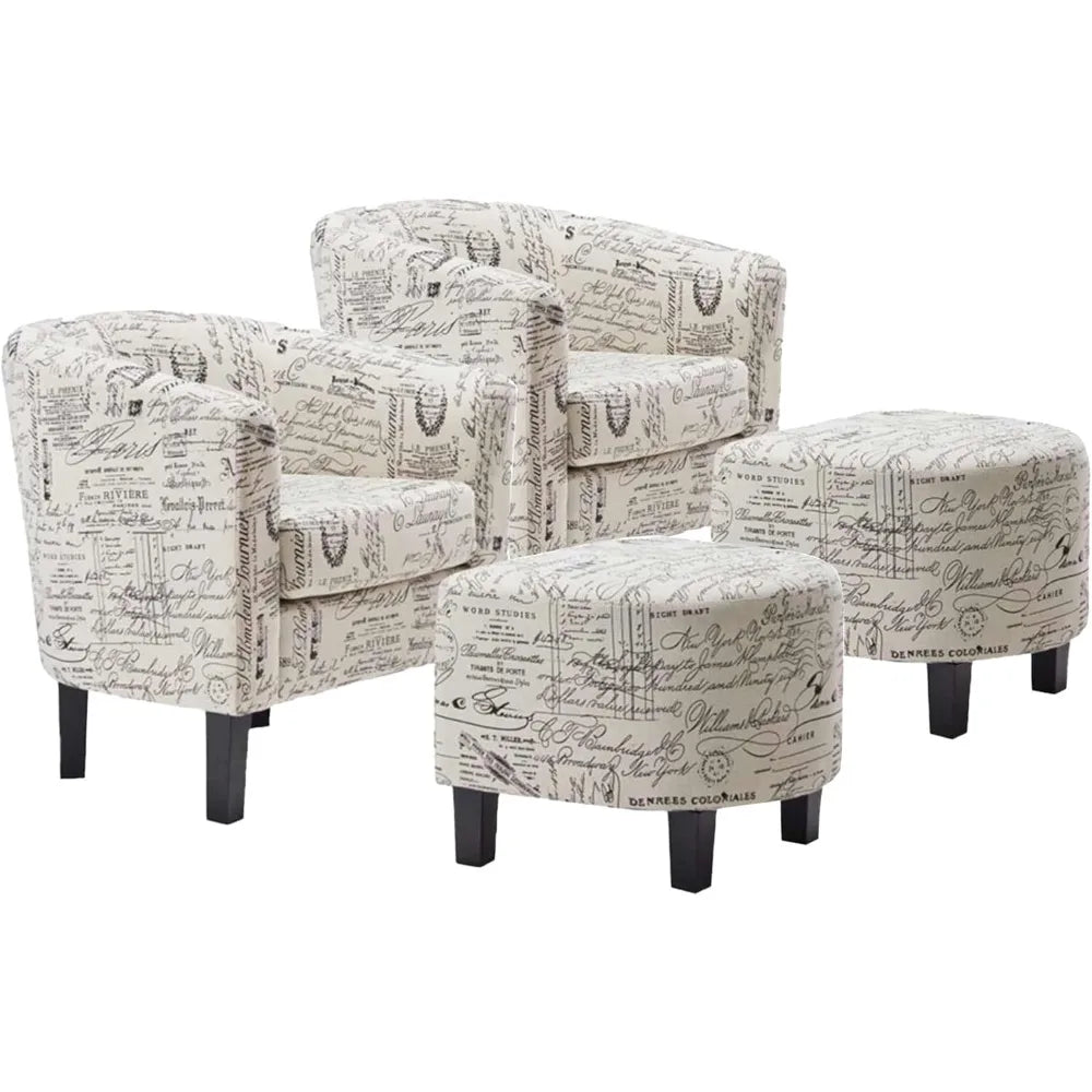 RBXC Accent Chair With Ottoman Set Modern Upholstered Barrel Chairs