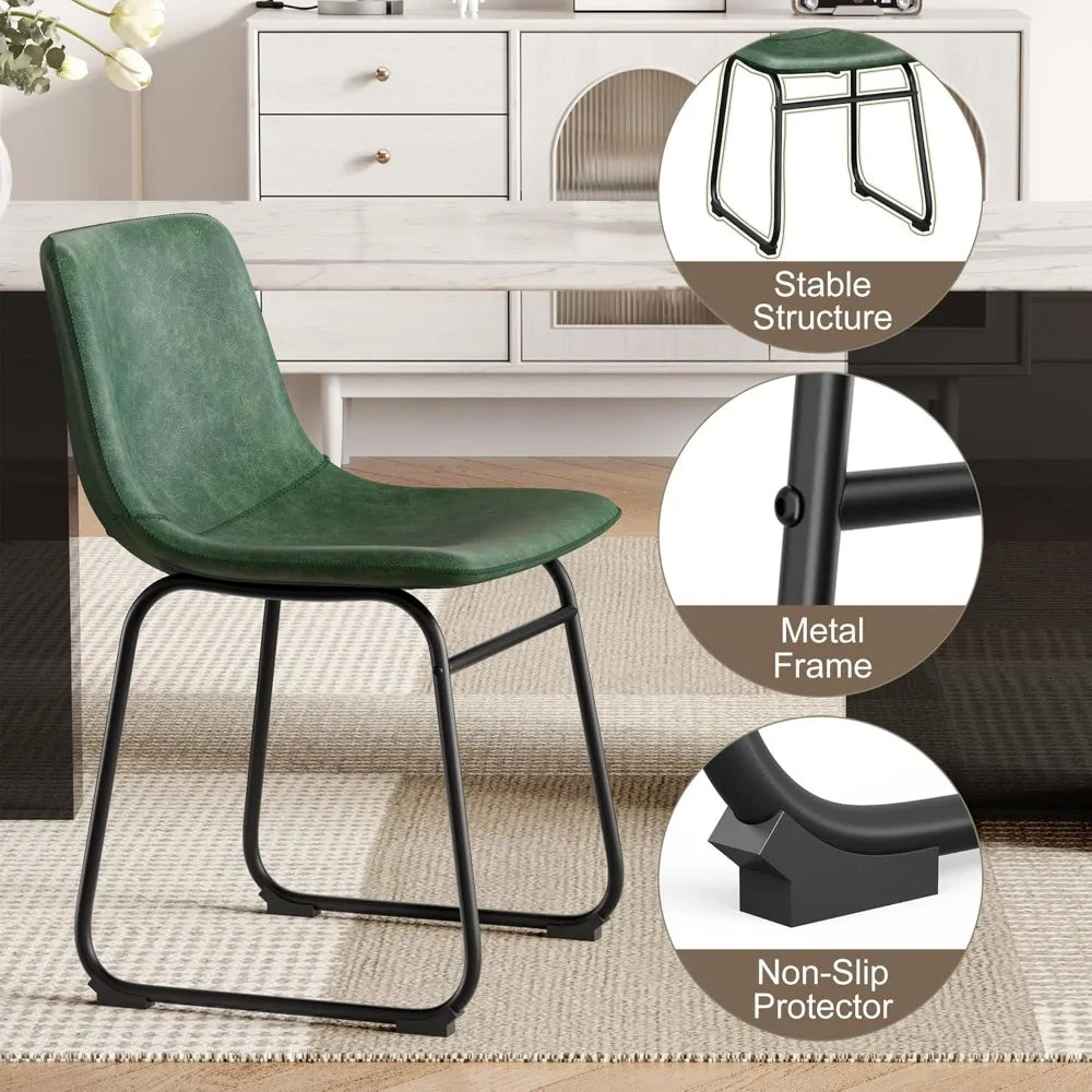 GUANGBAI Modern PU Leather Armless Dining Chairs Set of 6