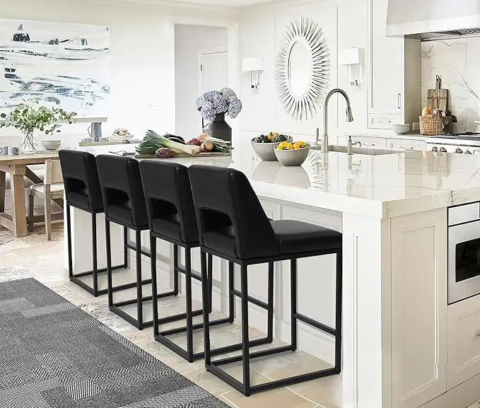 HUANZHUANG Modern Bar Stools Set of 4 with Padded Backs