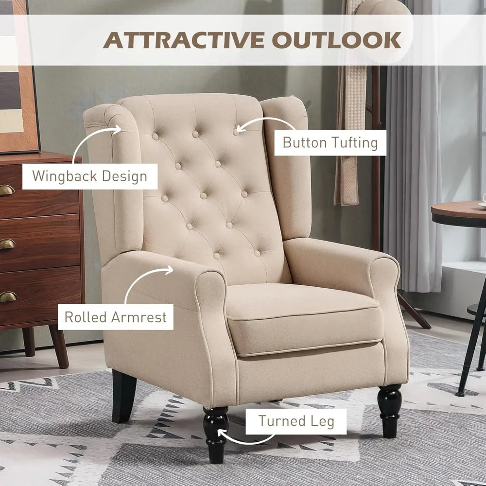 OEING Mid Century Modern Wingback Tufted Accent Chair