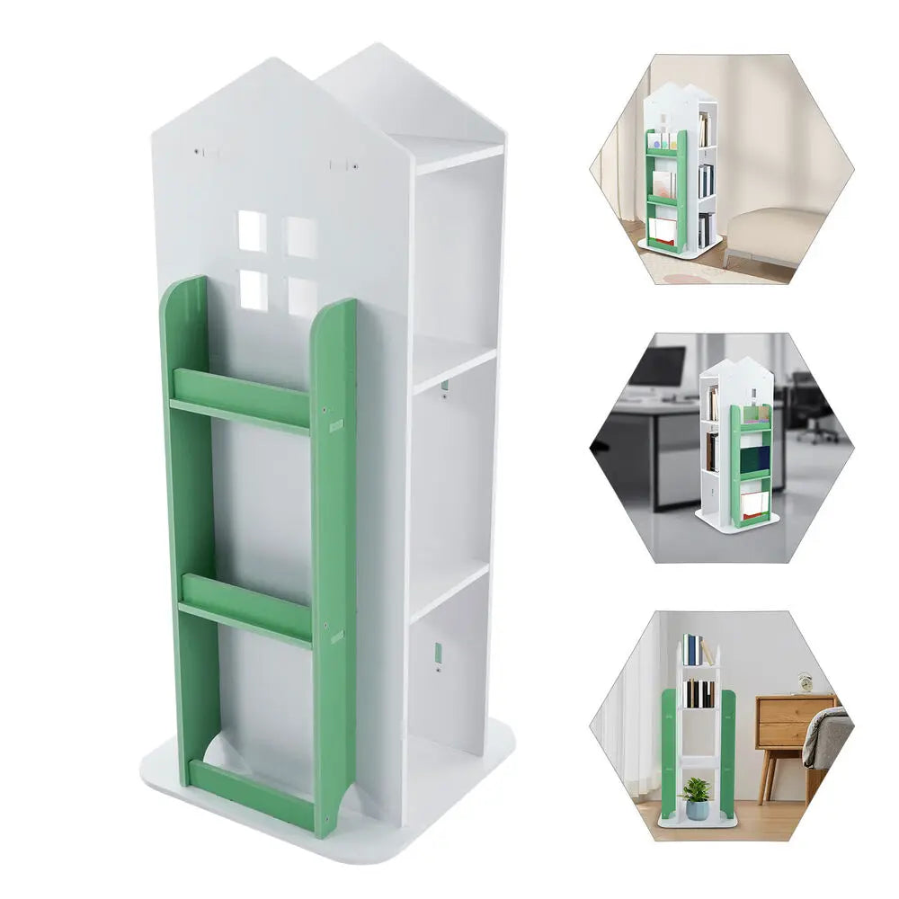 Rotating Freestanding Bookshelf Storage Display Rack Guard