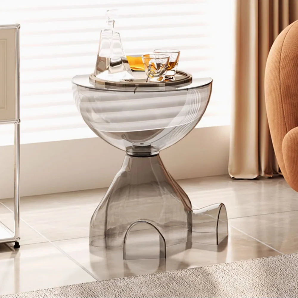 Transparent Round Coffee Table Modern Minimalist Plastic