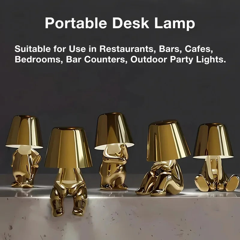Golden Man LED Table Lamp With USB Rechargeable Lighting