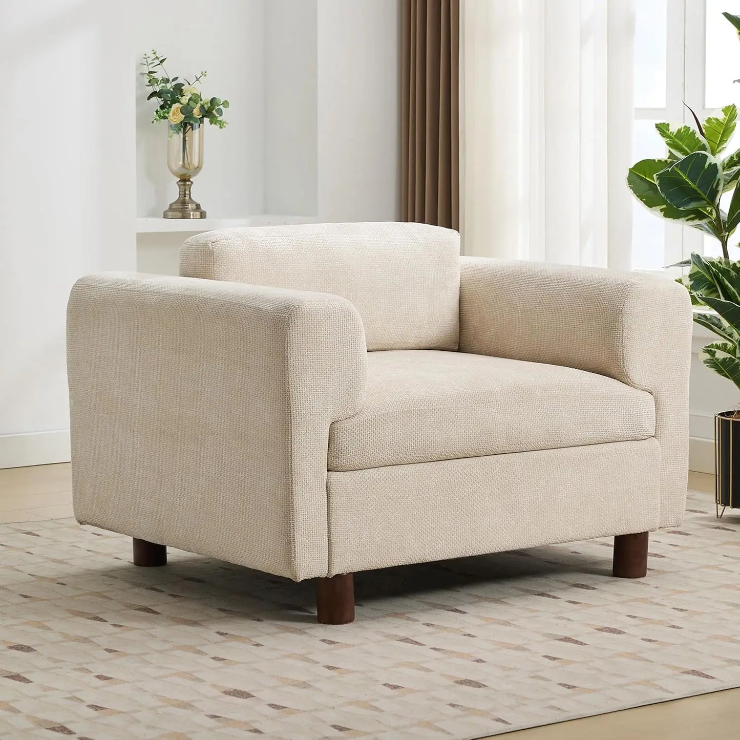 OEING Oversized Living Room Chair With Chenille Upholstery