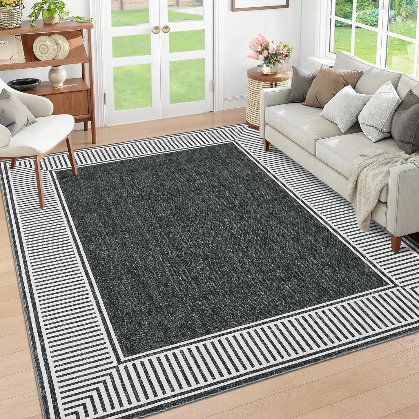 HiMISS Geometric Area Rug for Living Room and Home Office