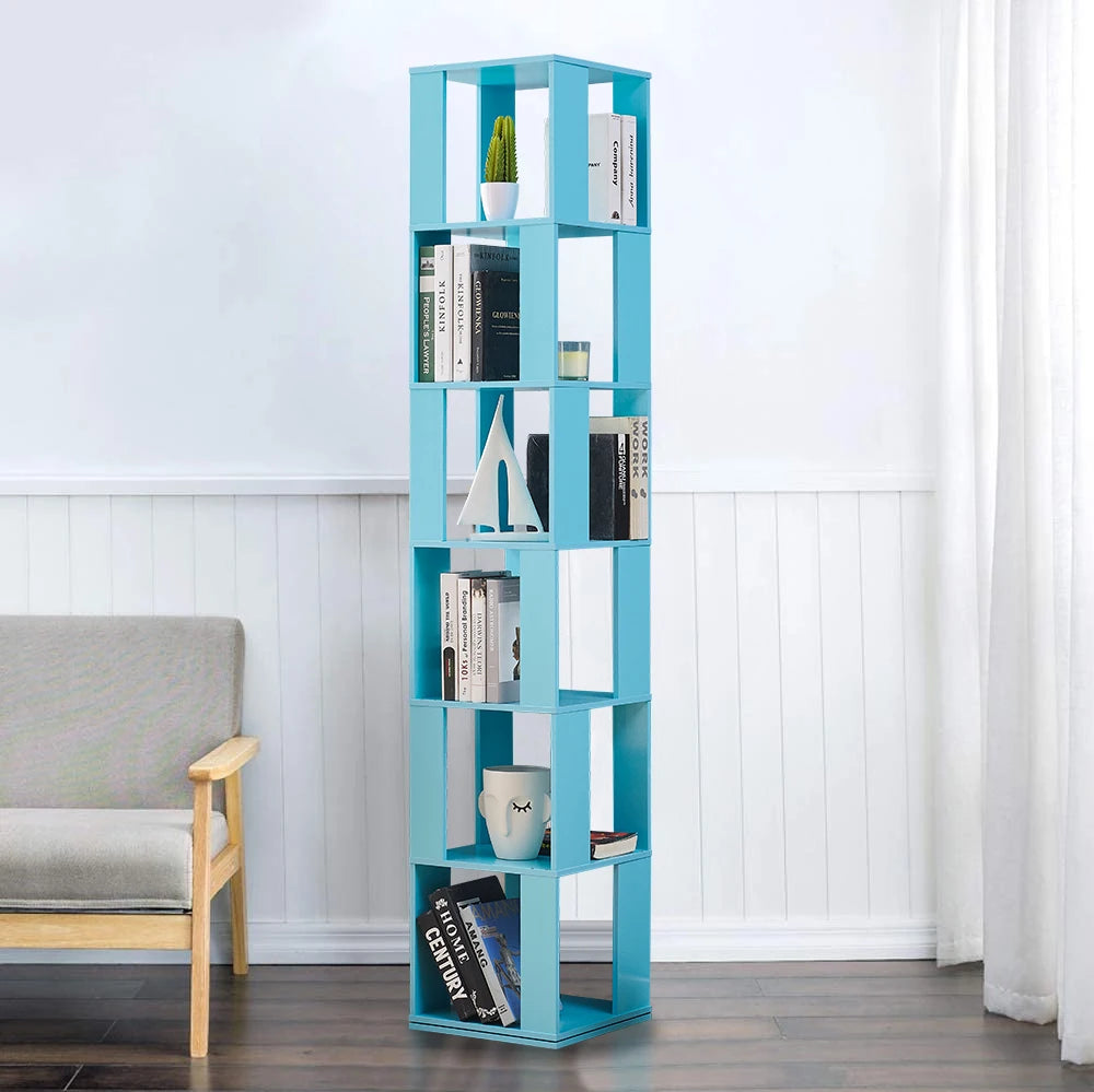 BonChoice Rotatable 6 Tier Slim Corner Bookcase Shelf