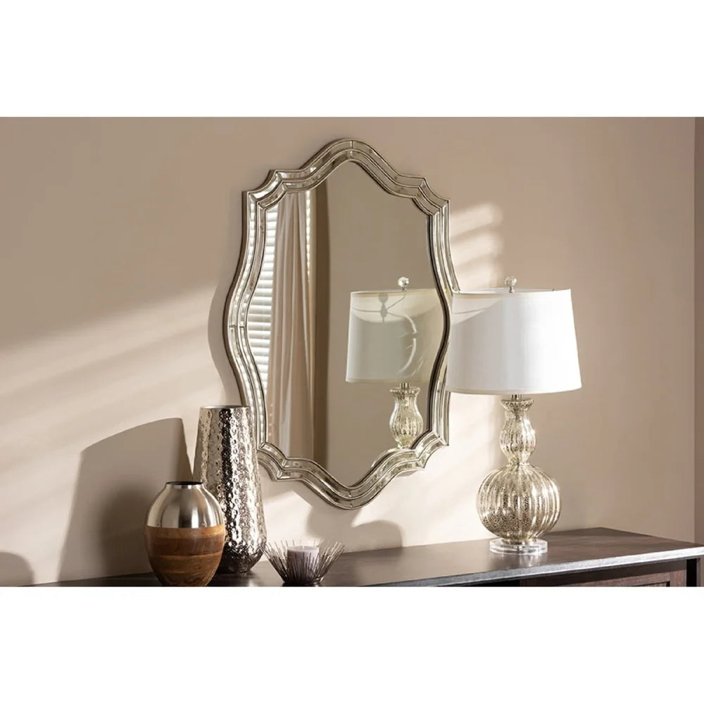 Double Metal Frame Antique Wall Mirror Rustic Home Accent