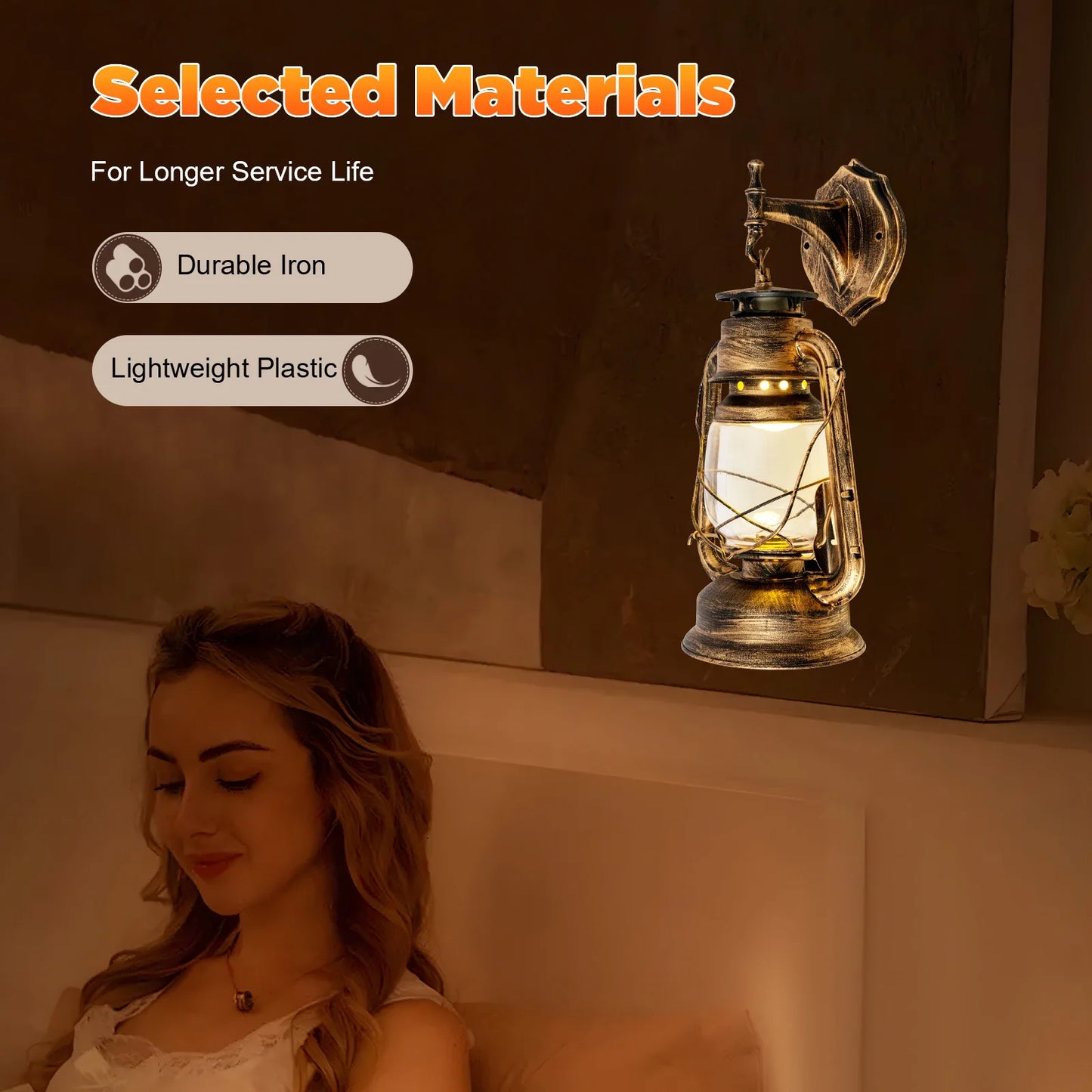 Origin Wall Sconces Retro Antique Rustic Lantern Lamp
