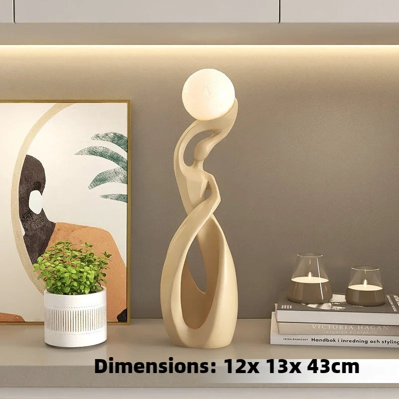 ENERLORD LED Floor Lamp Resin Sculpture Glow Living Room