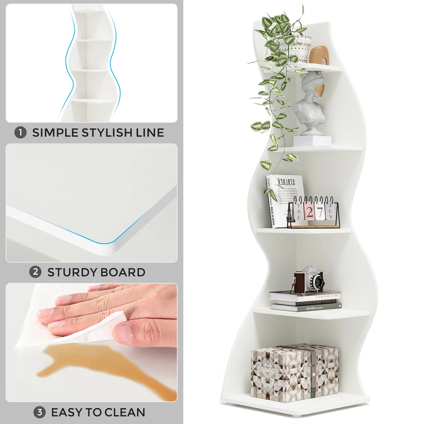 Tribesigns Corner Shelf Modern 5 Tier Bookshelf Plant Stand
