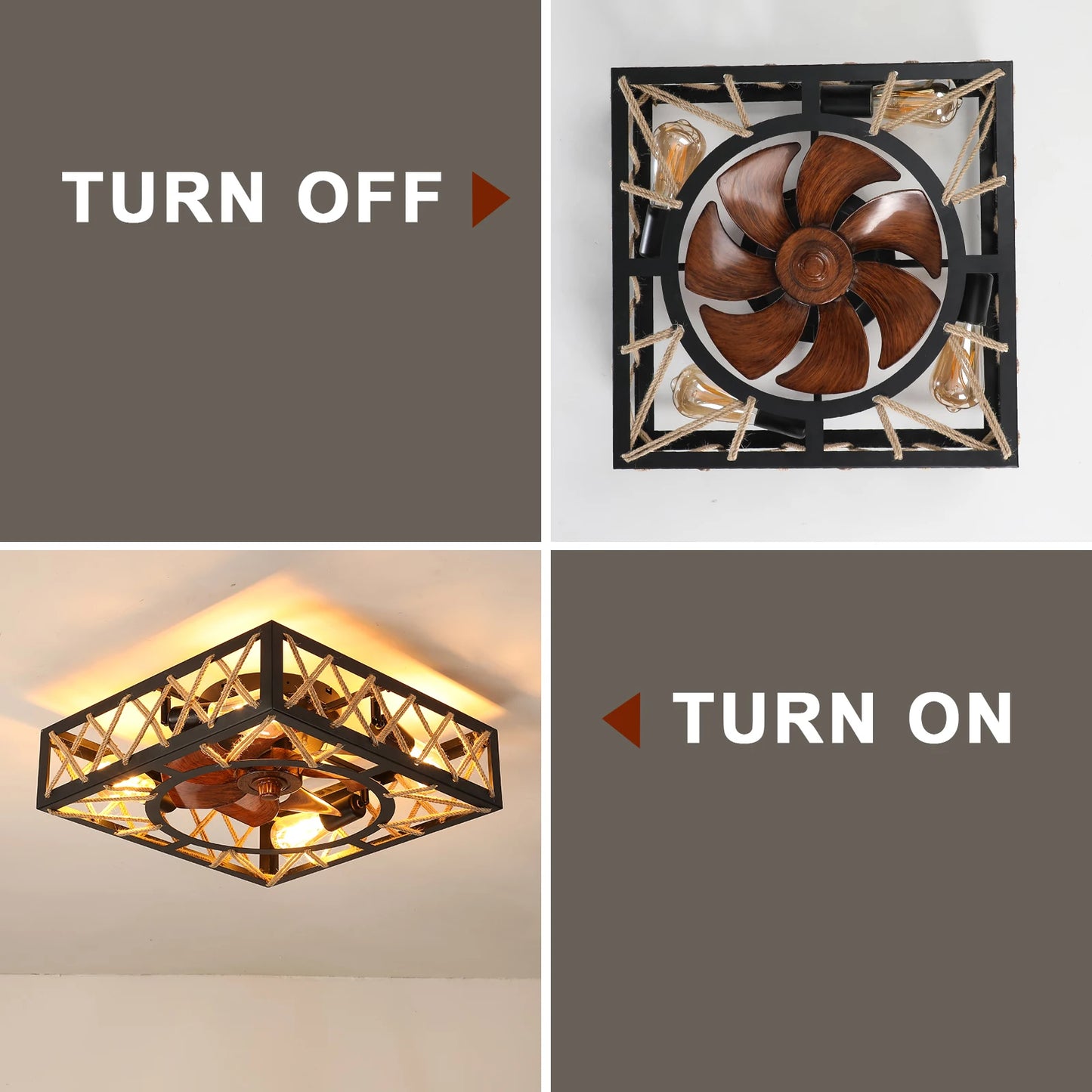 ARLGSITE Farmhouse Ceiling Fan With Remote Control DC Motor