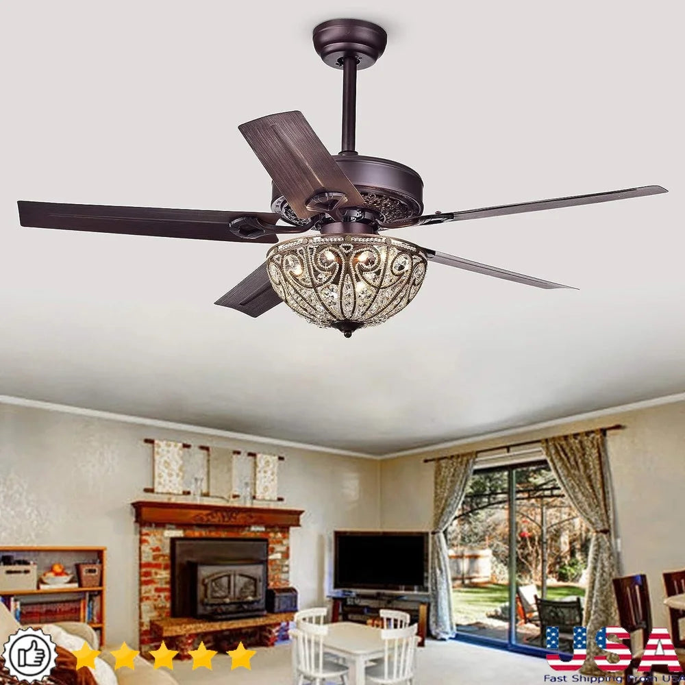 XMSJ 5 Blade Brushed Nickel Ceiling Fan With Remote