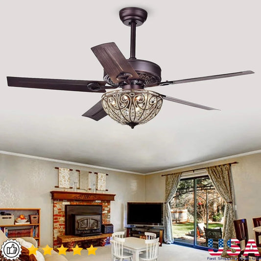 XMSJ 5 Blade Brushed Nickel Ceiling Fan With Remote