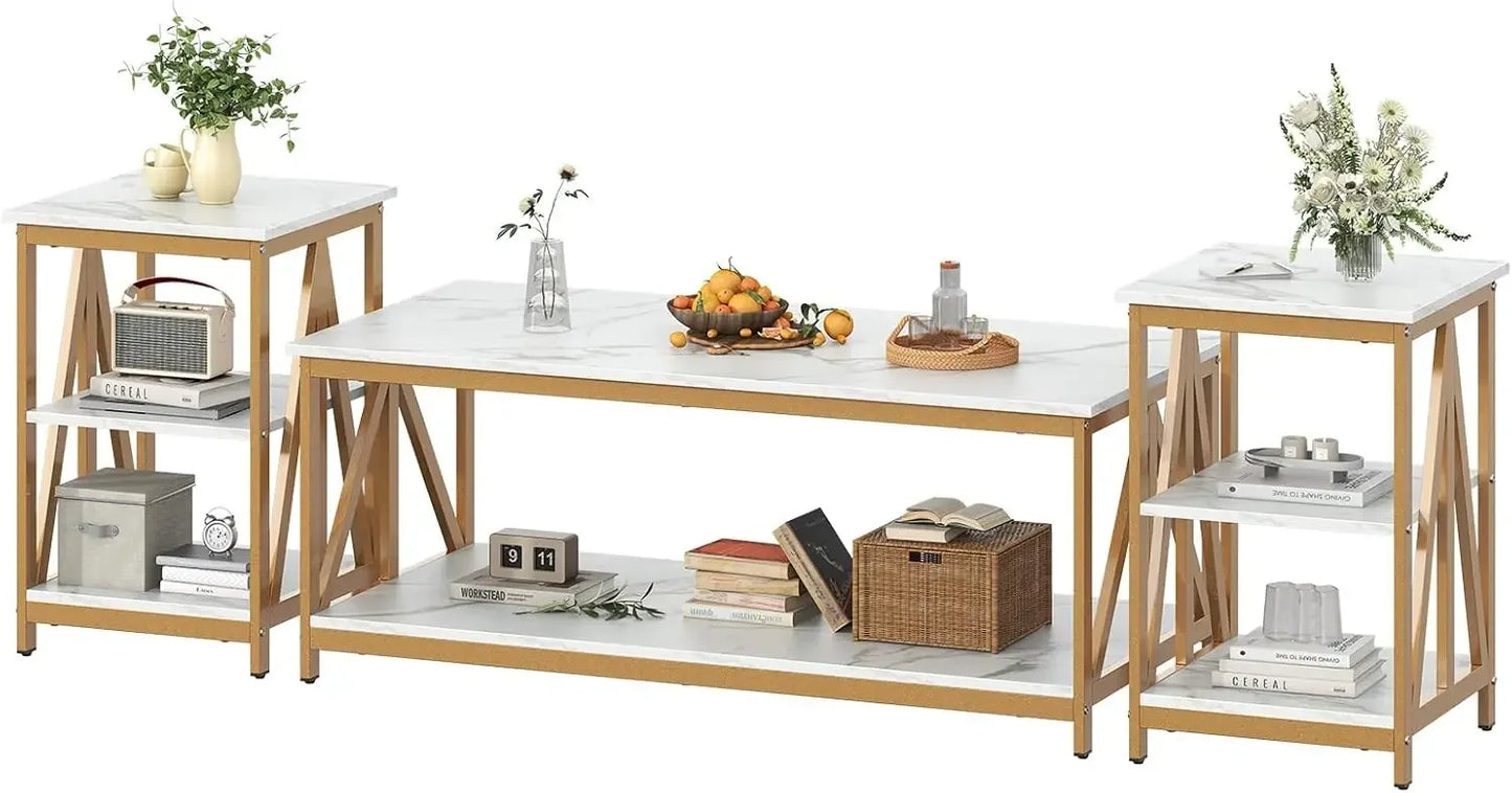 Angduo Industrial X Design Coffee Table Set Of 3 Modern