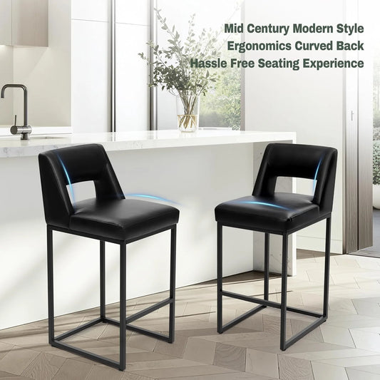 HUANZHUANG Modern Bar Stools Set of 4 with Padded Backs