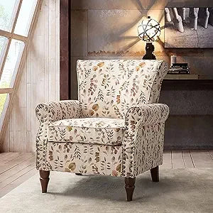 MKDK Modern Wingback Accent Chair Upholstered Armchair With Nailhead Trim