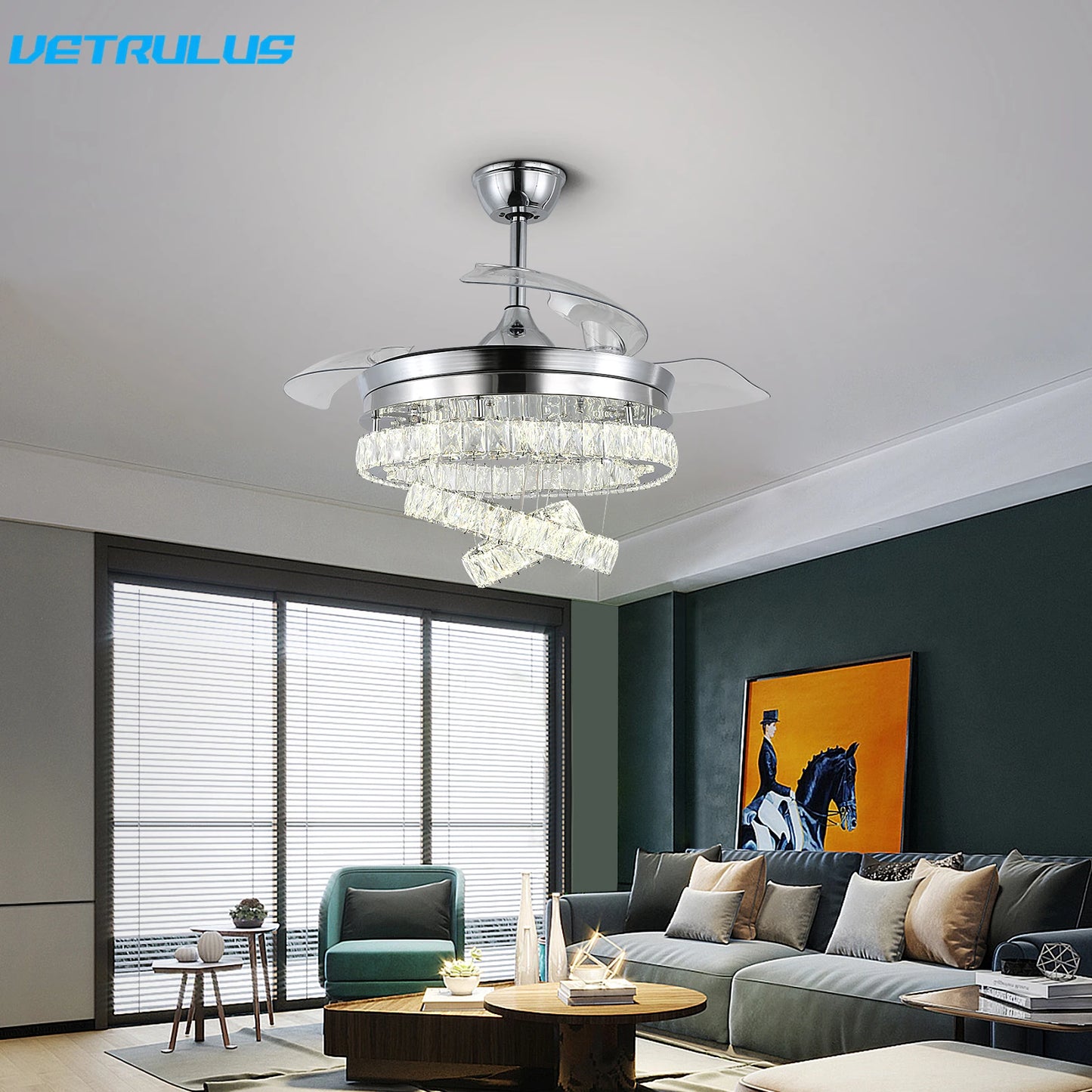 VETRULUS Remote Ceiling Fan With LED Light BLDC Chandelier