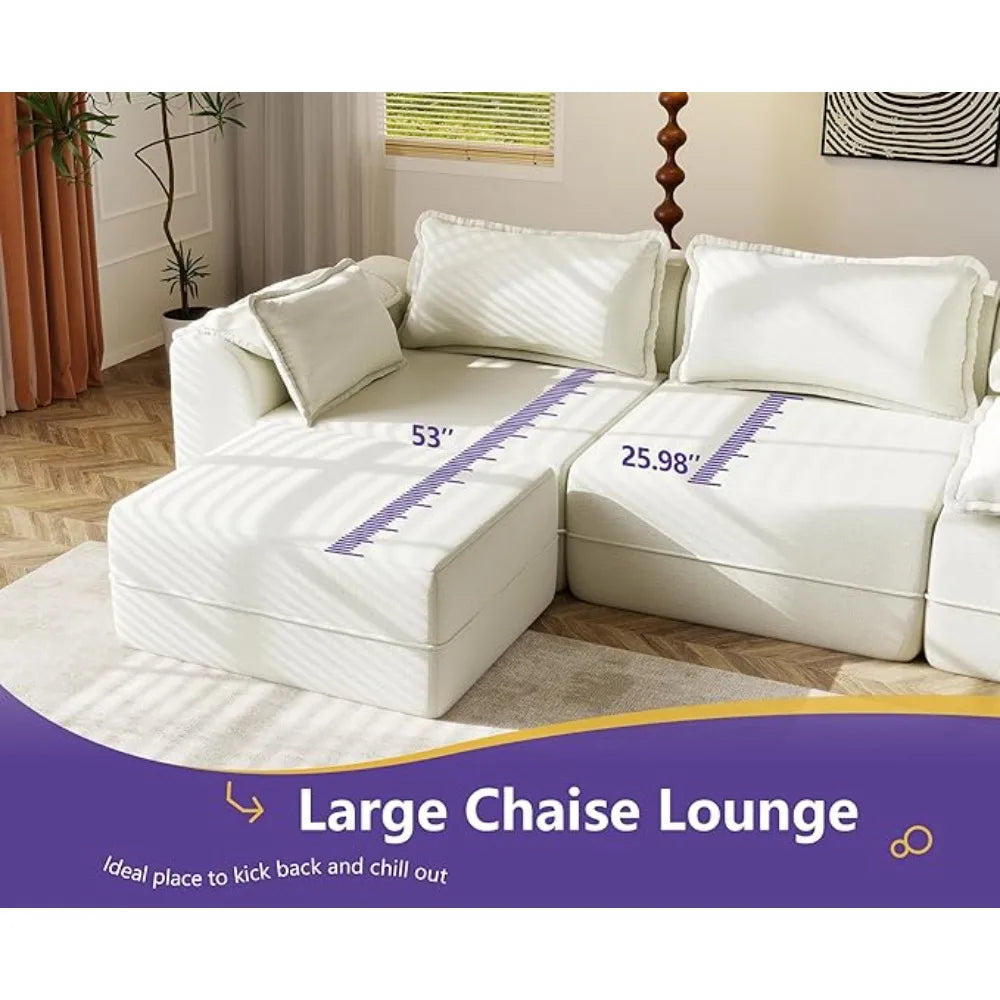 HUANZHUANG Cloud Modular Sectional Sofa With Ottomans