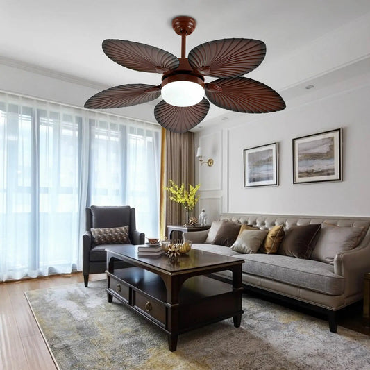 Tropical Palm Leaf Ceiling Fan Light With Remote Control