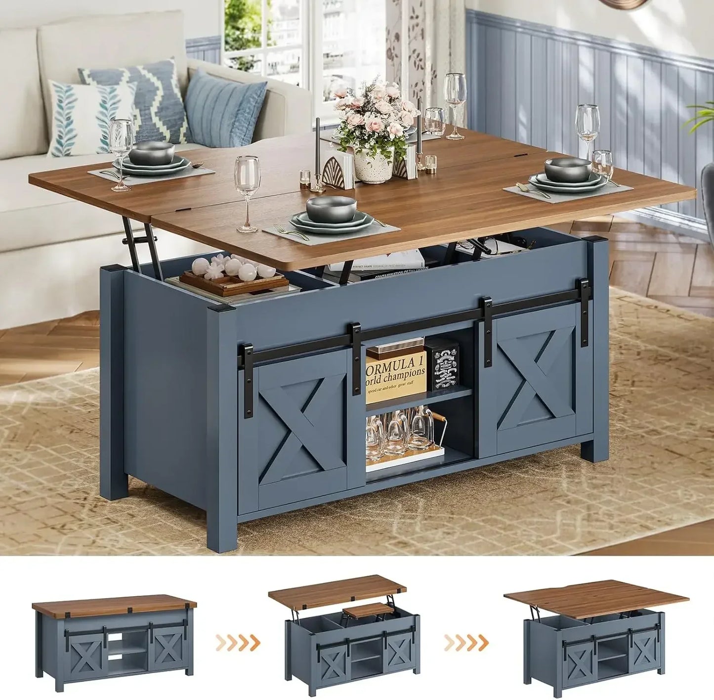 General Use Lift Top Coffee Table Hidden Compartment