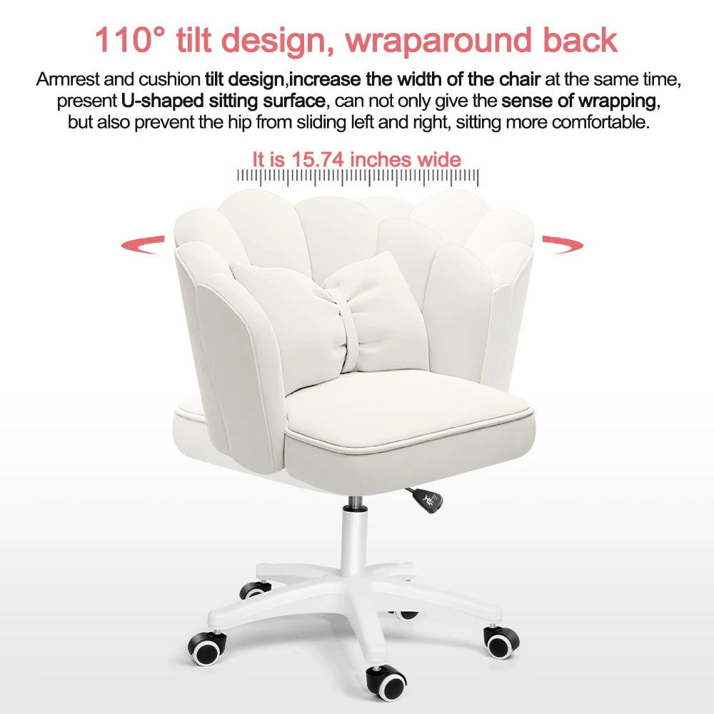 WXJHL Velvet Butterfly Desk Chair With Bow Cushion Office