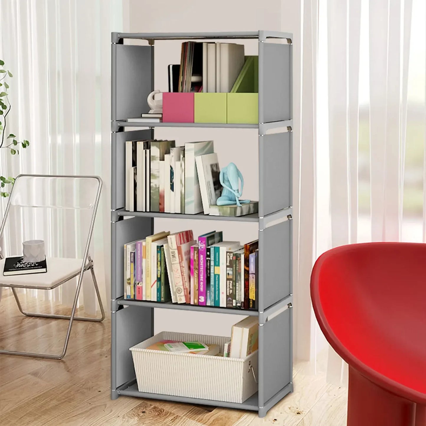 Bymaocar 4 Tier Bookshelf Storage Rack For Home Office