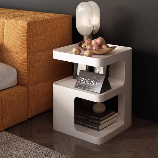 General Use Side Table Modern 3 Tier Glass Nightstand