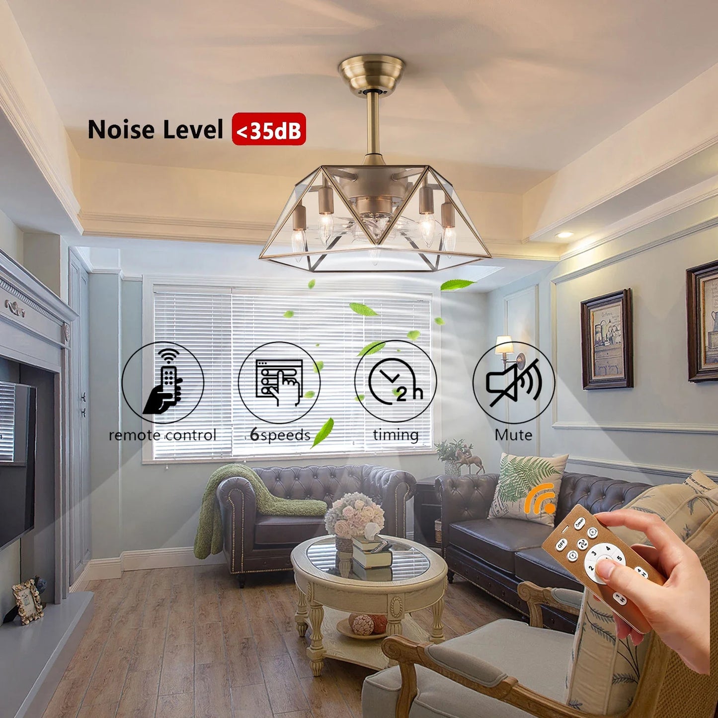 Hign Concerned Stylish Ceiling Fan With Light Lampshade