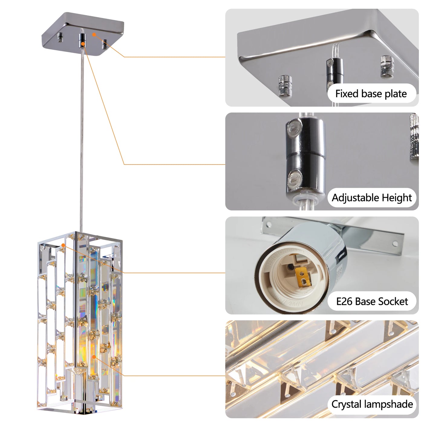 ARLGSITEC Crystal Pendant Light 3 Pack Ceiling Lamp