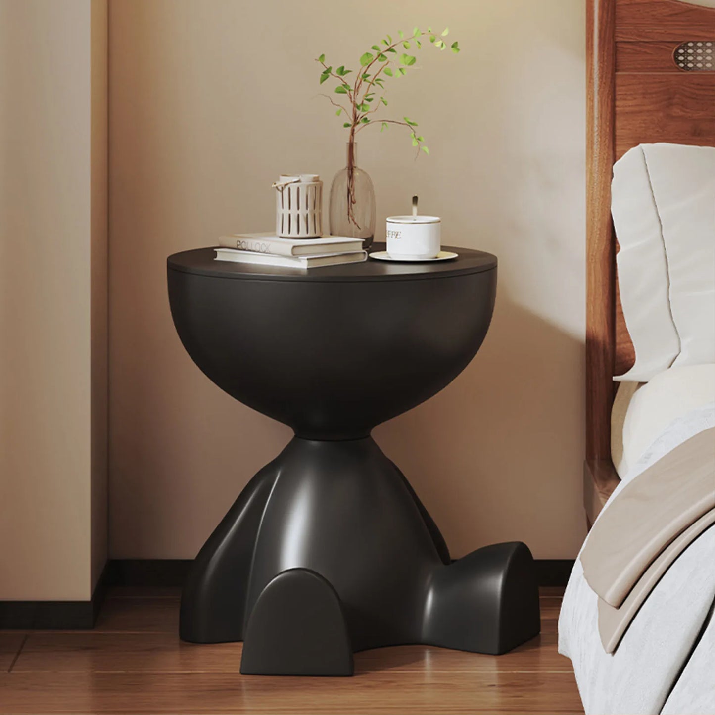 Wedyvko Round Matte Coffee Table With Storage Rack