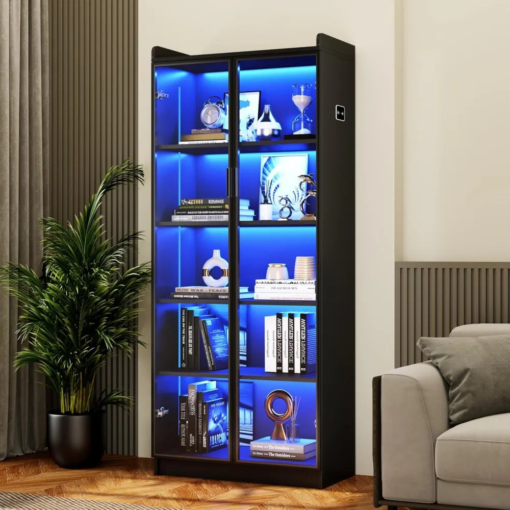 Display Cabinet With Adjustable Shelves And LED Lighting