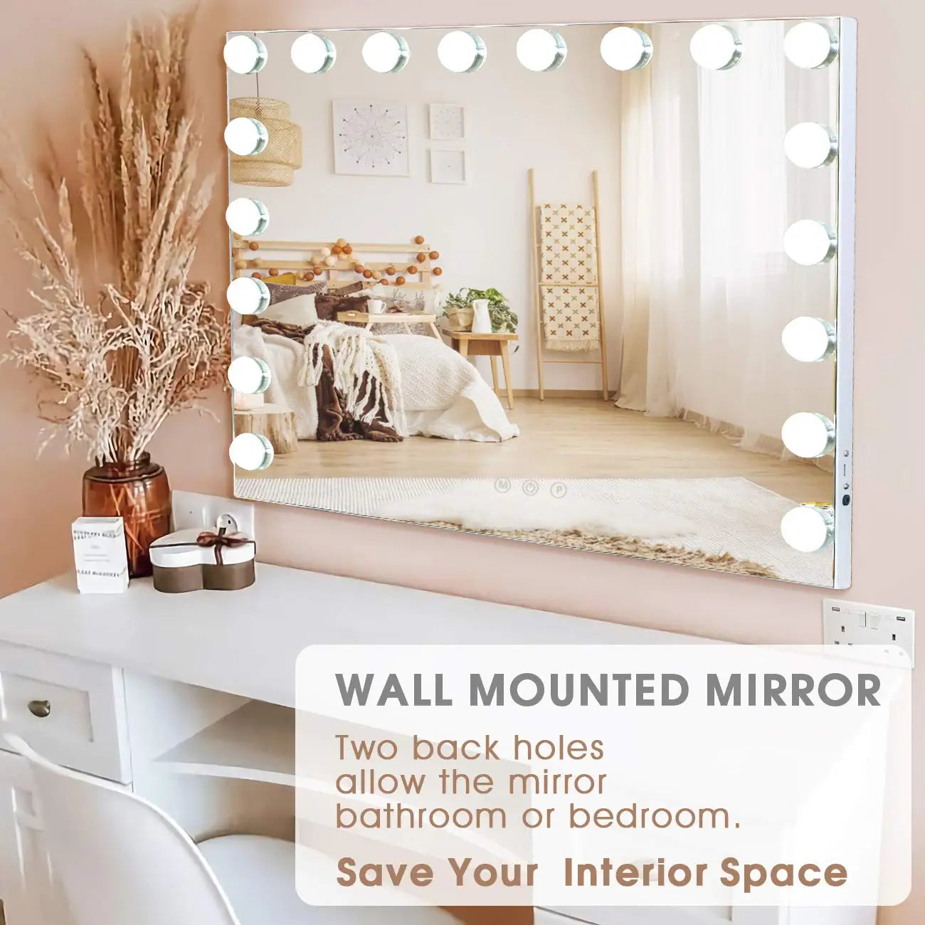 Hollywood Makeup Mirror With 18 LED Bulbs USB Charging Port