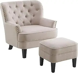 DAFIFY Harris Velvet Upholstered Club Chair Tufted Wingback