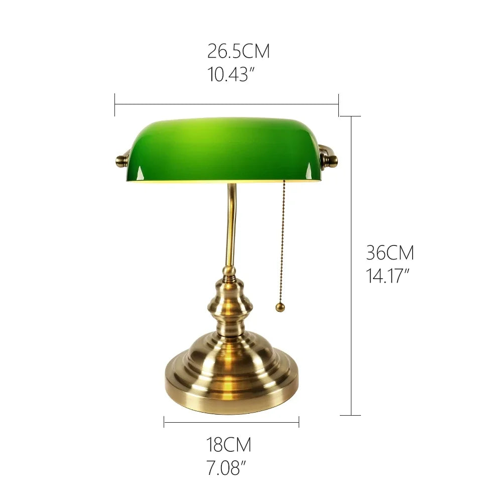 Newrays Glass Banker’s Desk Lamp with Zipper Switch