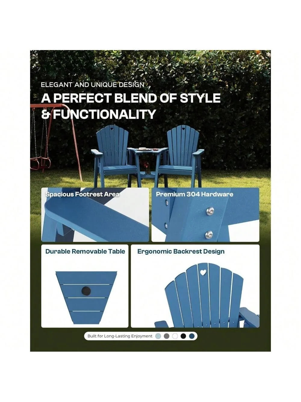 Adirondack Chairs Set Of 2 With Connecting Table Umbrella