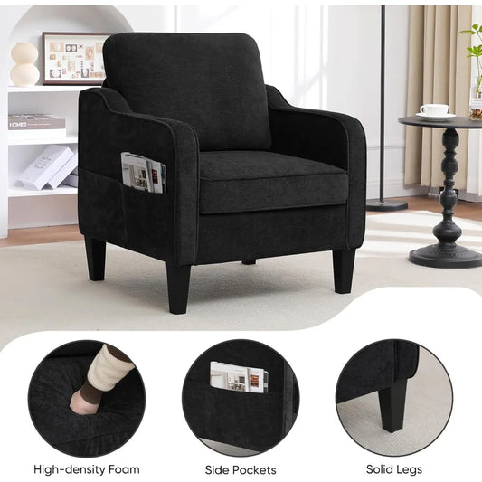 HUANZHUANG Modern Accent Chair Upholstered Armchair Pockets