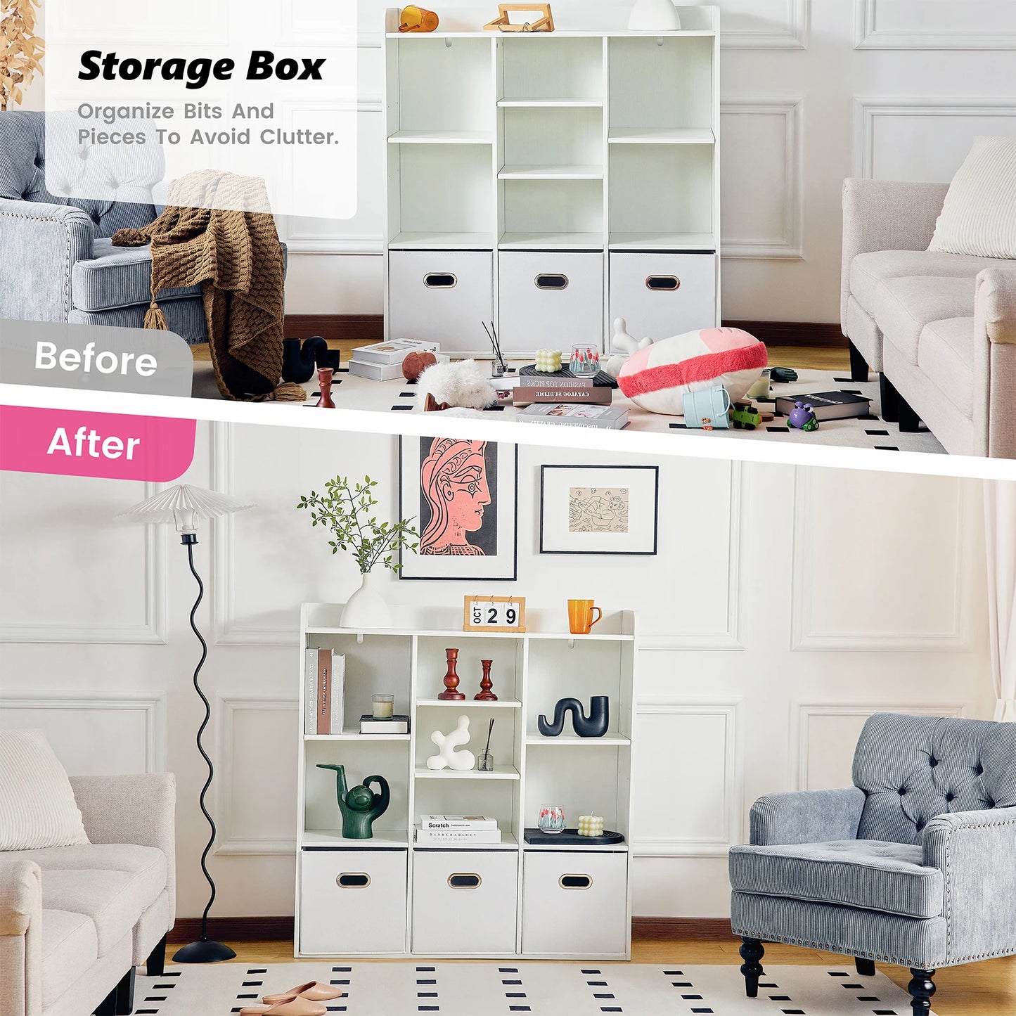 Finishes Wooden Cube Bookcase Organizer With Open Shelves