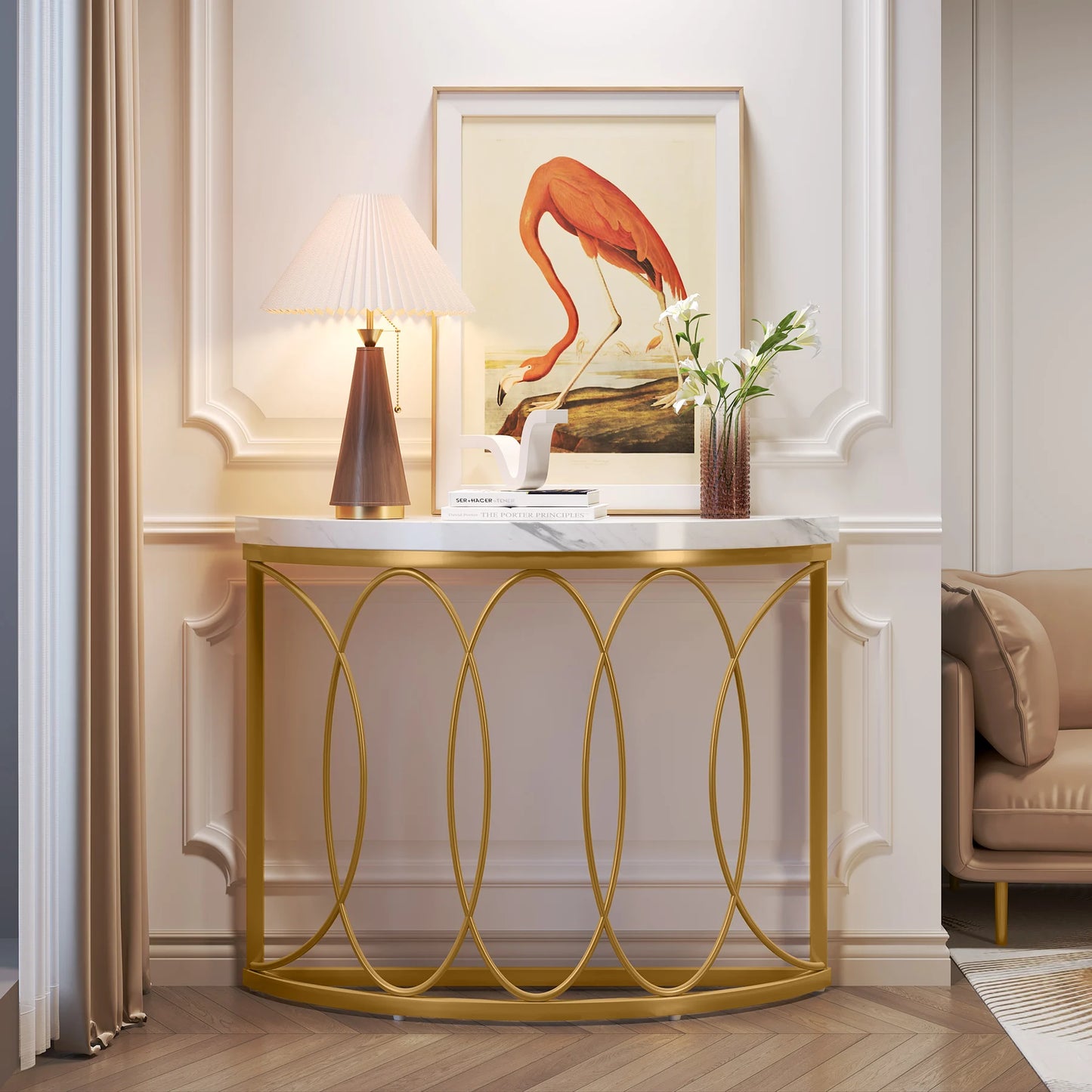 Tribesigns Half Moon Console Table Modern Entryway Decor