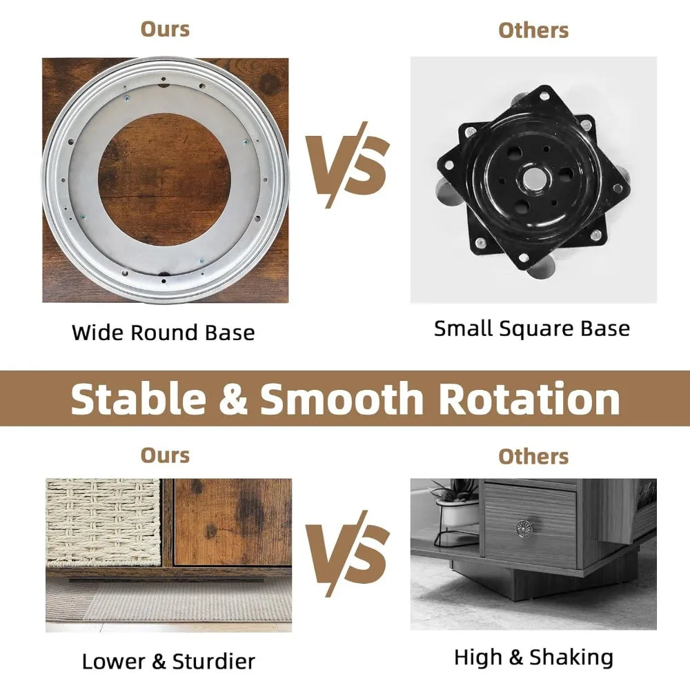 TooCust Rotating End Table With Storage And Magazine Holder