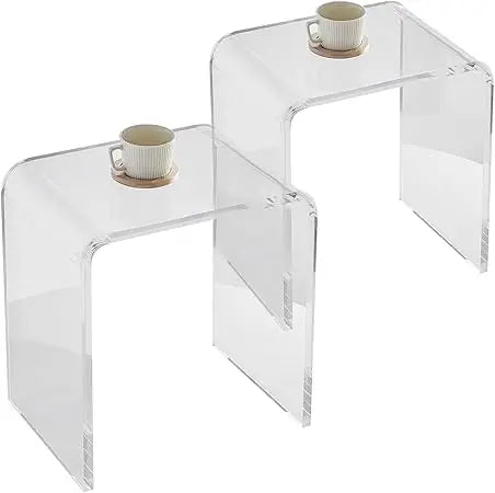 Acrylic U Shaped Side Tables With Waterfall Edges Set