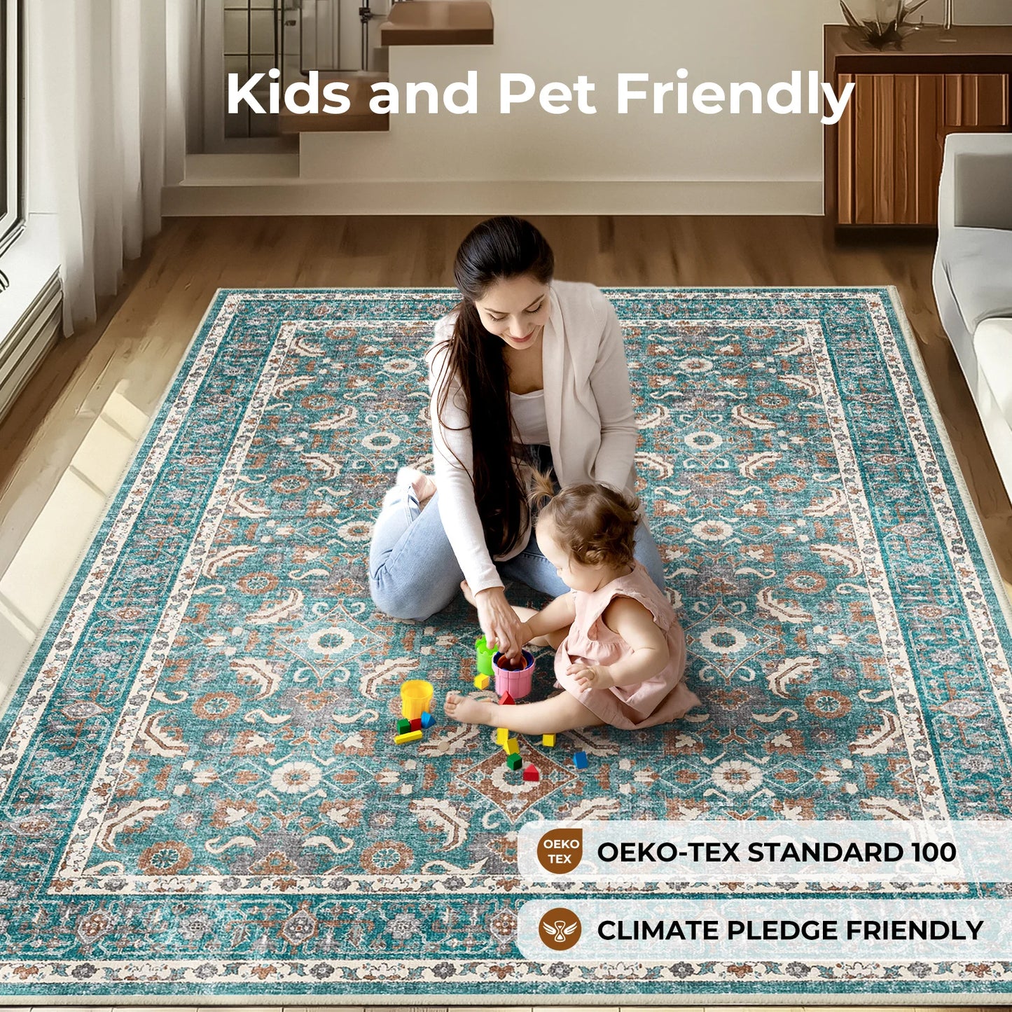 Persian Luxury Living Room Carpet 100 Percent Polyester Rug