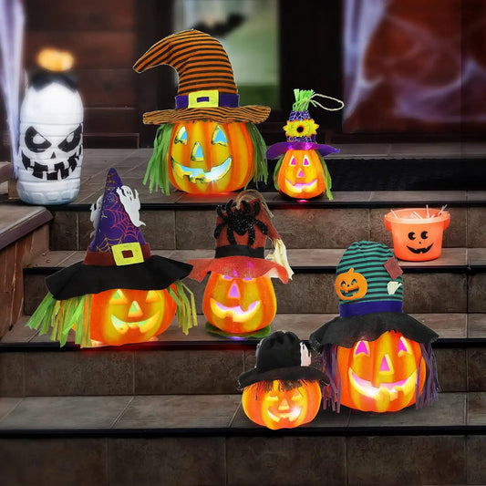 Halloween 6 Pack LED Jack O Lantern Pumpkin Lamp Set