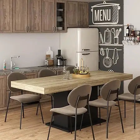 MKDK Modern Wood Dining Table With Pedestal Legs Home